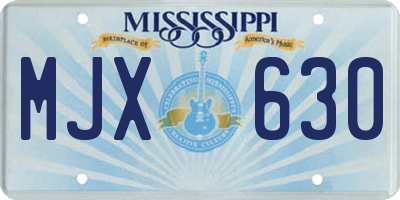 MS license plate MJX630