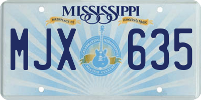 MS license plate MJX635