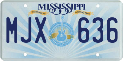 MS license plate MJX636