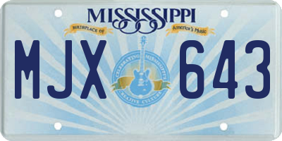 MS license plate MJX643