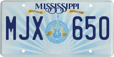 MS license plate MJX650