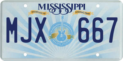 MS license plate MJX667