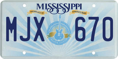 MS license plate MJX670