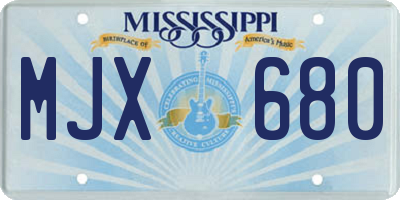 MS license plate MJX680