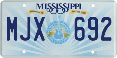 MS license plate MJX692