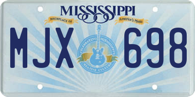 MS license plate MJX698