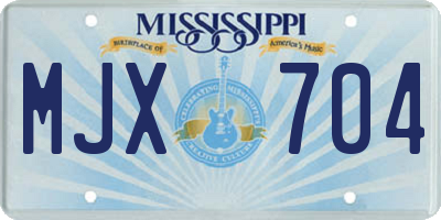 MS license plate MJX704