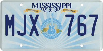 MS license plate MJX767