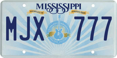 MS license plate MJX777