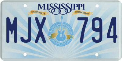 MS license plate MJX794