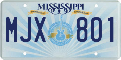 MS license plate MJX801