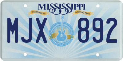 MS license plate MJX892