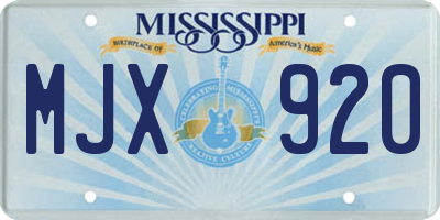 MS license plate MJX920