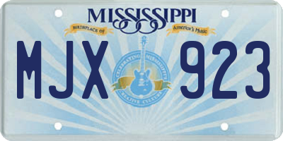 MS license plate MJX923