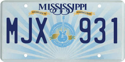 MS license plate MJX931