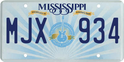 MS license plate MJX934