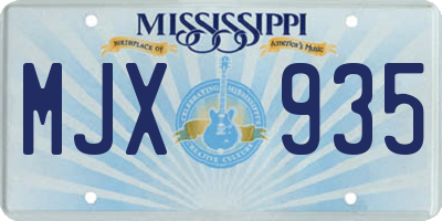 MS license plate MJX935