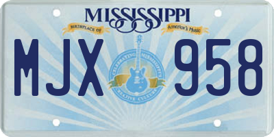 MS license plate MJX958