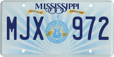 MS license plate MJX972