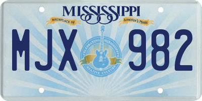 MS license plate MJX982