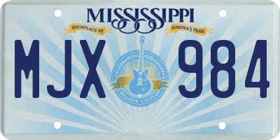 MS license plate MJX984
