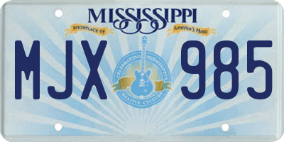 MS license plate MJX985