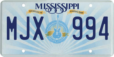 MS license plate MJX994