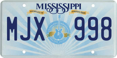 MS license plate MJX998
