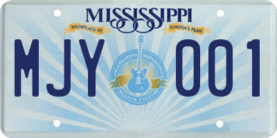 MS license plate MJY001