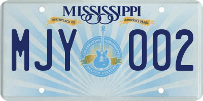 MS license plate MJY002