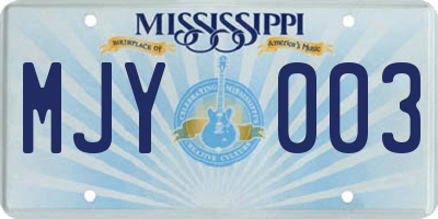 MS license plate MJY003