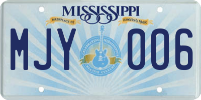 MS license plate MJY006