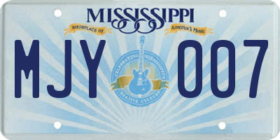 MS license plate MJY007
