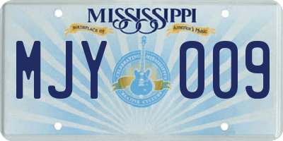 MS license plate MJY009