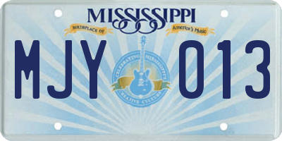 MS license plate MJY013