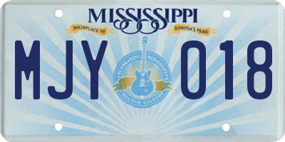 MS license plate MJY018