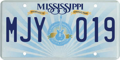 MS license plate MJY019