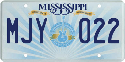 MS license plate MJY022
