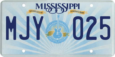 MS license plate MJY025