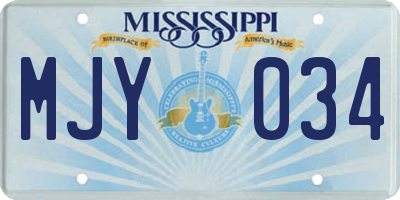 MS license plate MJY034