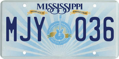 MS license plate MJY036