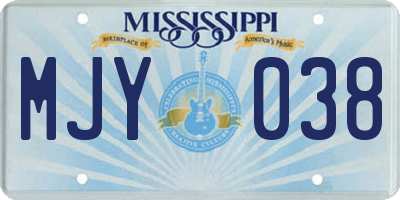MS license plate MJY038