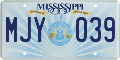 MS license plate MJY039