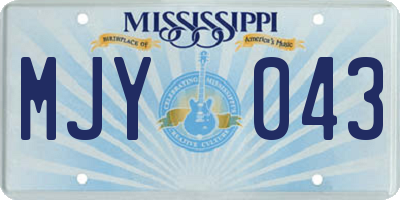 MS license plate MJY043