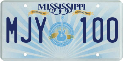MS license plate MJY100