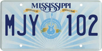 MS license plate MJY102