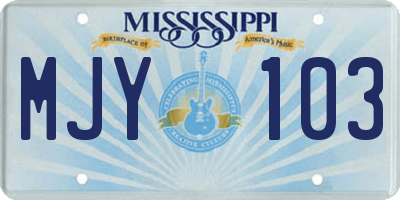 MS license plate MJY103