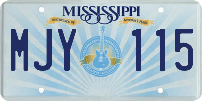 MS license plate MJY115
