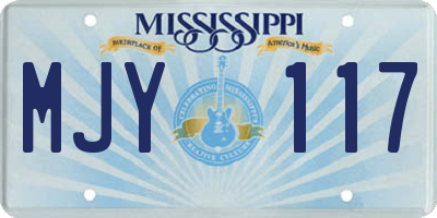 MS license plate MJY117