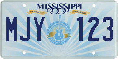 MS license plate MJY123